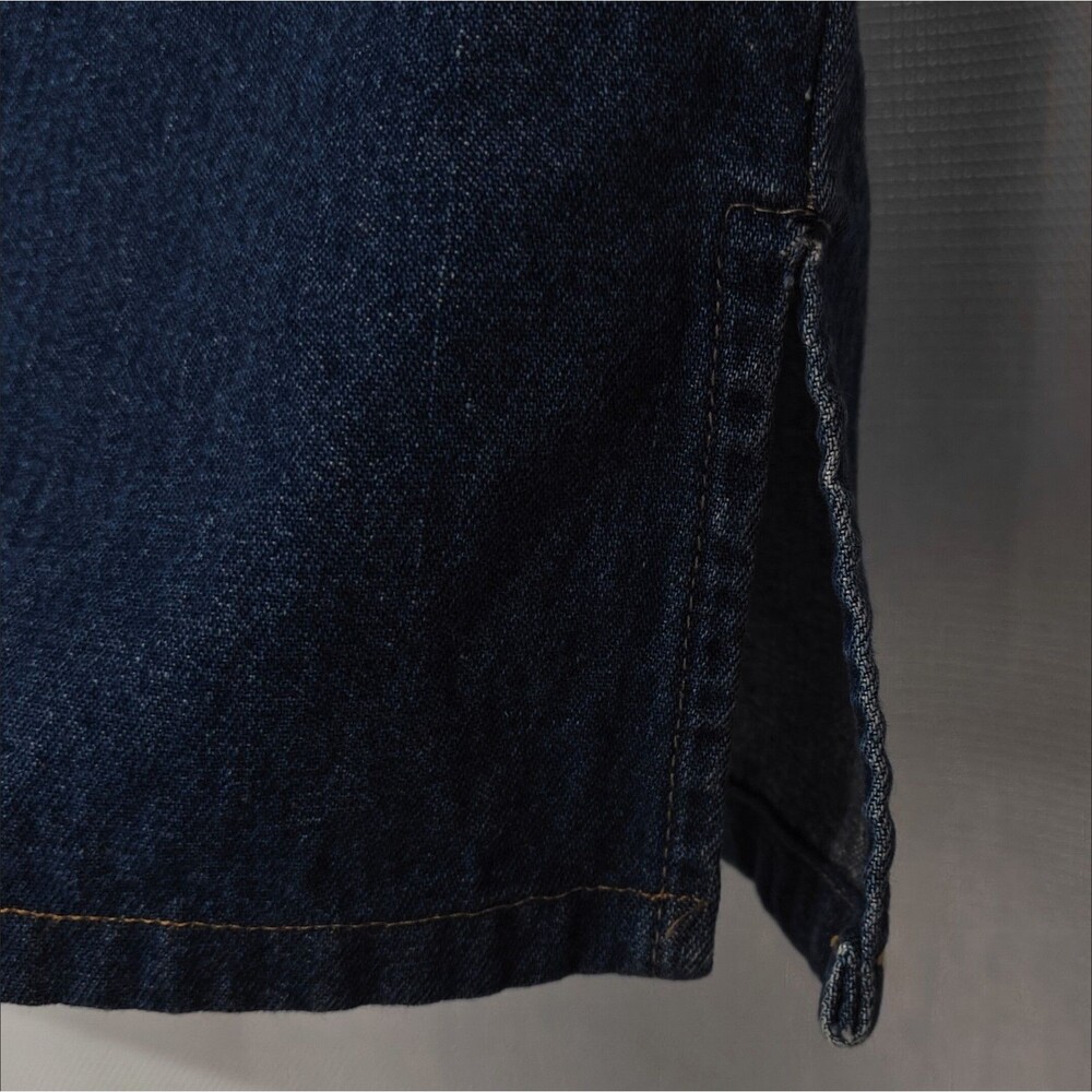 Vintage Denim Jumper Dress M Medium Embroidered Floral Modest Boxy 90s MPH Jean - Picture 9 of 9